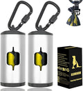 Metal Dog Poop Bag Holder 2-Pack w/Leash Clip|Durable Scratch-Resistant Aluminum|30 Bags+6 Accessories（Silver）