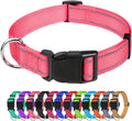 TagME Reflective Nylon Dog Collars, Adjustable Classic Pet Collar with Quick Release Buckle for Extra Large Dogs, Baby Pink, 1¼" Width