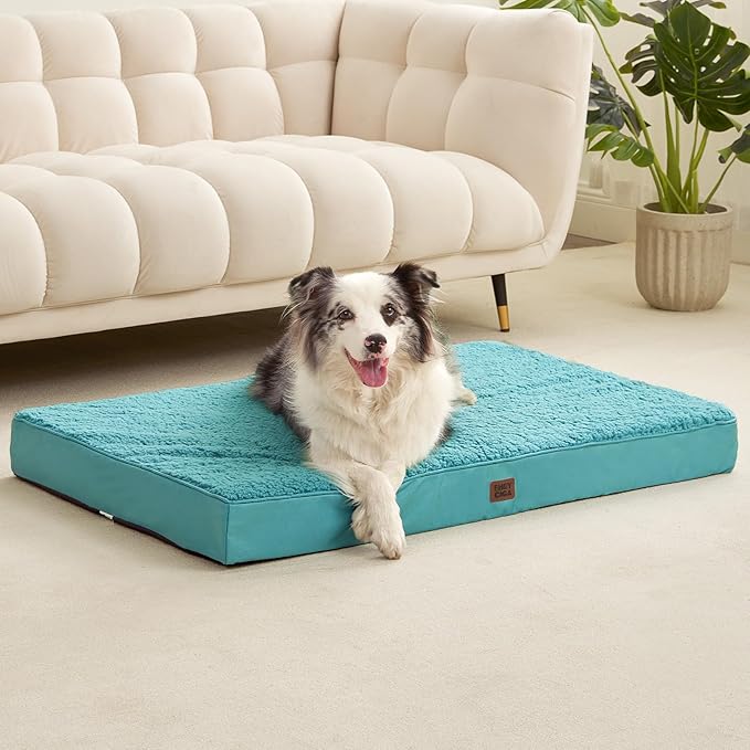 EHEYCIGA Orthopedic XL Dog Beds for Extra Large Dogs with Removable Washable Cover for Crate, Turquoise Blue, 41x27