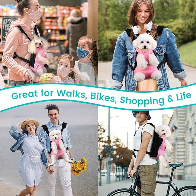Mosago Dog Backpack Carrier, Thick Straps & Cushion, Pet Sling Front Backpacks for Small Medium Dogs 7-11 Lbs, Legs Out, Adjustable Wearable Puppy Chest Travel Bag, Easy-Fit for Hiking/Walking/Camping