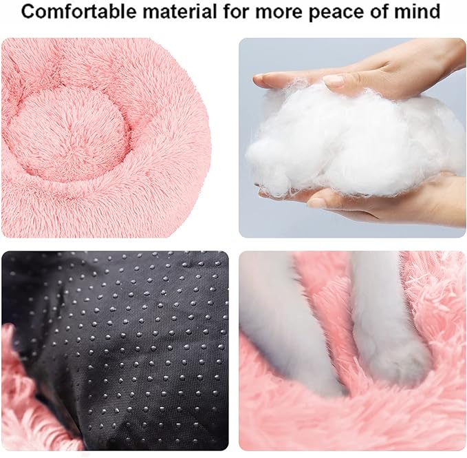 Cat Beds for Indoor Cats,20 Inch Dog Bed for Small Melium Large Dogs, Washable-Round Pet Bed for Puppy and Kitten with Slip-Resistant Bottom