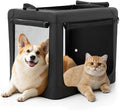 DUMOS Dog Crate 30 Inch Travel Cat Pet Carrier for Small Medium, Portable Foldable Soft Pet Crate with Storage Bag & Washable Pad for Indoor Outdoor Dog Kennel Carrier (M-50lbs, Black)