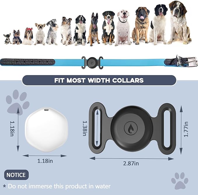 GPS Tracker for Dogs, Mini GPS Pet Tracker with Silicone Cover, IPX8 Waterproof GPS Tracker for Kids,No Monthly Fee,Work with Apple Find My(iOS Only),Smart Tracker for Dogs Finder Tracker Pets-Black-5