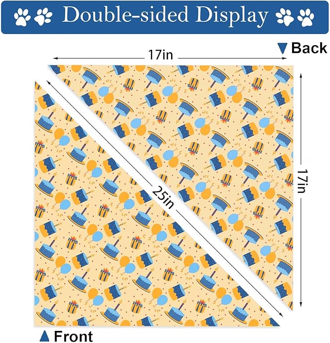 Birthday Dog Bandanas, Double Side Reversible Large Pet Bandanas, Adjustable Triangle Holiday Scarves for Dogs Girl Boy Pets
