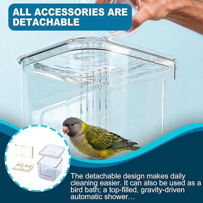 No Mess Bird Feeder for Cage, Hanging Bird Bath for Cage for Lovebirds, Finches, Parakeets, Budgies, and Other Small to Medium Birds
