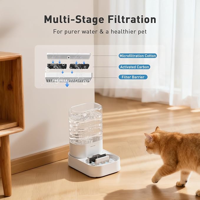 PAWGETHER® 2 Pack Gravity Cat Feeder and Water Dispenser 1 Gallon/3.5L Automatic Cat Feeder and Waterer Dog Water Bowl Dispenser Pet Food Dispenser Puppy Kitten Rabbits
