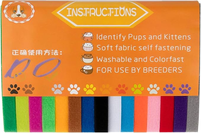 Luter 15 Colors 20x1cm Puppy Collars, Soft Adjustable Whelping Collars for Puppy ID Collars for Newborn Dog Kittens for Pet