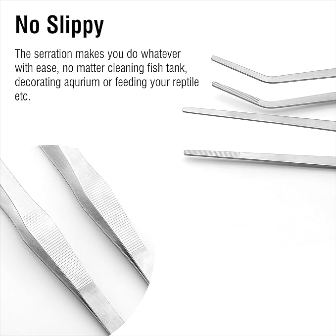 2Pcs 15 inch Extra Long Rustproof Tweezers for Salt & Fresh Water, Heavy Duty Reptile Feeding Tongs for Aquarium & Terrarium, Large Metal Snake Feeding Tongs, SUS 304 Stainless Steel Tweezers