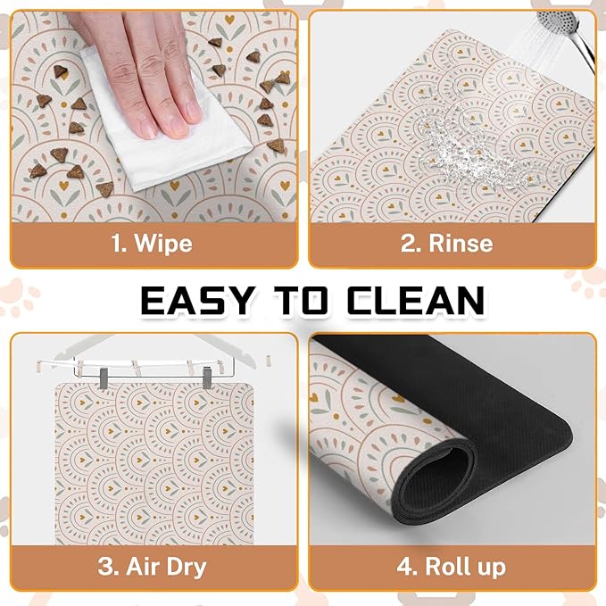 Absorbent Pet Dog Bowl Mat for Food and Water, Pet Cat Food Feeding Mat with Non Slip Rubber Backing, Dog Food Mats for Floors Waterproof, 24"x32"