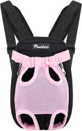 Pawaboo Adjustable Carrier Backpack for Dog Cat, Pet Front Dog Carrier Purses Cat Travel Bag, Legs Out, Easy-Fit for Traveling Hiking for Small Dogs Cats Puppies, M, Pink