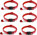 6 Pack Breakaway Cat Collar with Bells, Claw Print Design, Safety Buckle Kitten Collars, 0.4 Inches Width Lightweight, Adjustable 7.5-12.5 Inches Suitable for Girl Boy Cats
