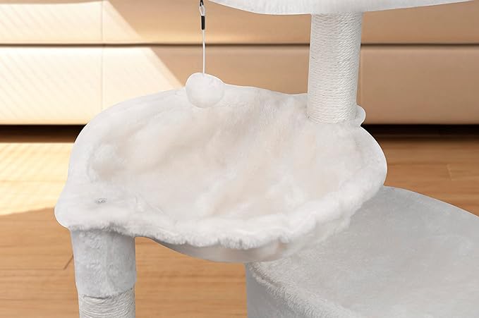 YUNIQUE 39.4'' Cat Tree with Cat Condo and Big Hammock, Beige