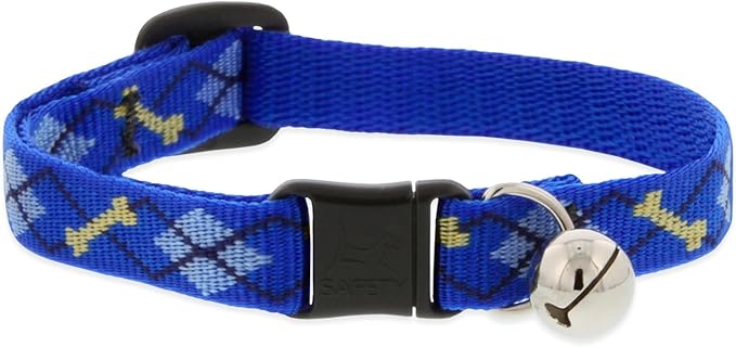LupinePet Originals 1/2" Dapper Dog Cat Safety Collar with Bell , 8-12"