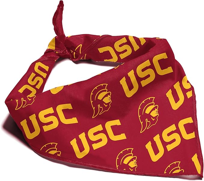 USC Trojans Officially Licensed Bandana for Dogs and Cats | Fits Pets Great Gift Idea | Easy-to-Tie (Large, 28")