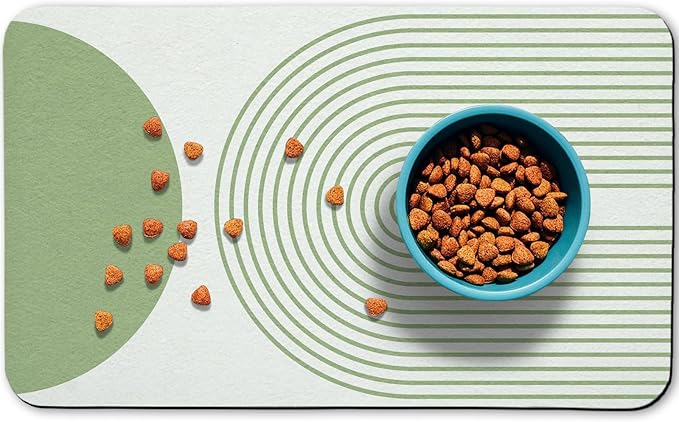 Dog Food Mats for Floors Waterproof, Cat Water Bowl Mats Pet Feeding Absorbent Mat Placemats for Food and Water Green Bohemia 16 * 24 inch