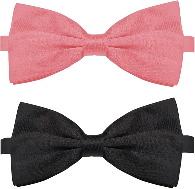 KOOLMOX Pink Bow Tie for Dogs, Formal Dog Bowtie with Adjustable Dog Collar for Medium and Large Dogs Cats Pets Wedding Christmas Birthday Party Holiday Homecoming Costumes, Black & Pink, 2 Pack