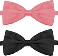 KOOLMOX Pink Bow Tie for Dogs, Formal Dog Bowtie with Adjustable Dog Collar for Medium and Large Dogs Cats Pets Wedding Christmas Birthday Party Holiday Homecoming Costumes, Black & Pink, 2 Pack