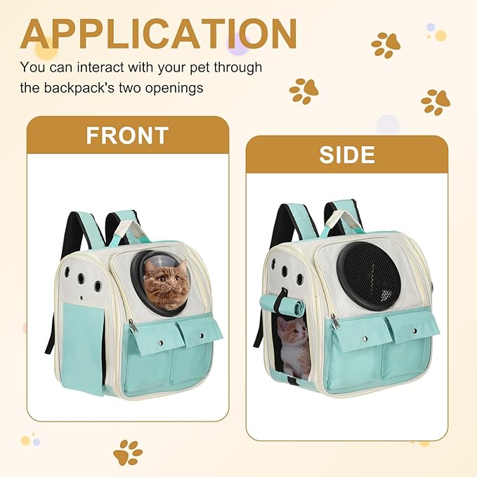Pet Backpack Carrier, Portable and Ventilated, Oxford Cloth, Dogs Cats and Small Animals Travel Bag 12.99", (Blue, 1 Pcs), Intended for Hiking/Camping/Traveling