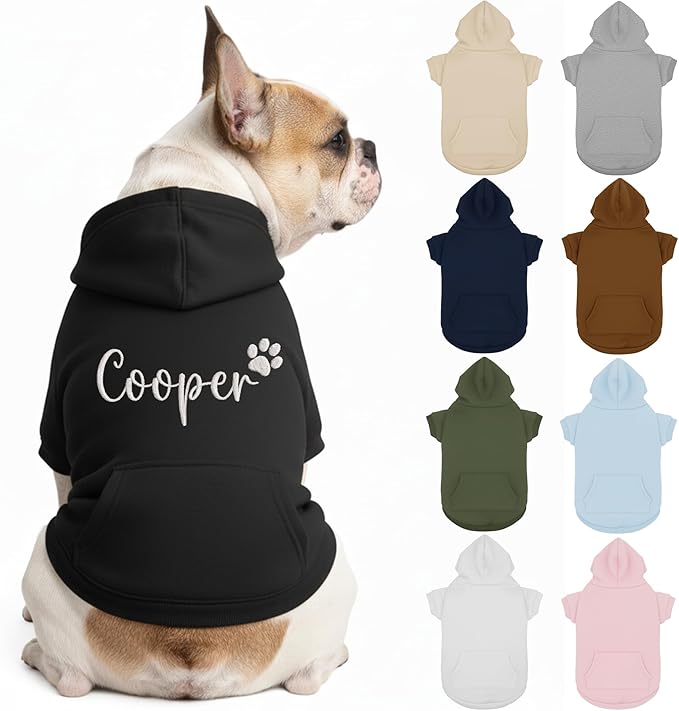 Personalized Dog Hoodie, Custom Embroidered Name Pet Hoodie, Warm Winter Outfit for Dogs, Pet Clothes, Gift for Dog Lovers 5
