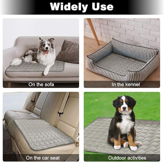 Washable Dog Cooling Mat Ice Silk Cooling Mat for Dogs Pet Self Cooling Pad Blanket Dog Cooling Pad for Indoor & Outdoor Car Seats (Grey, 40x28 in)