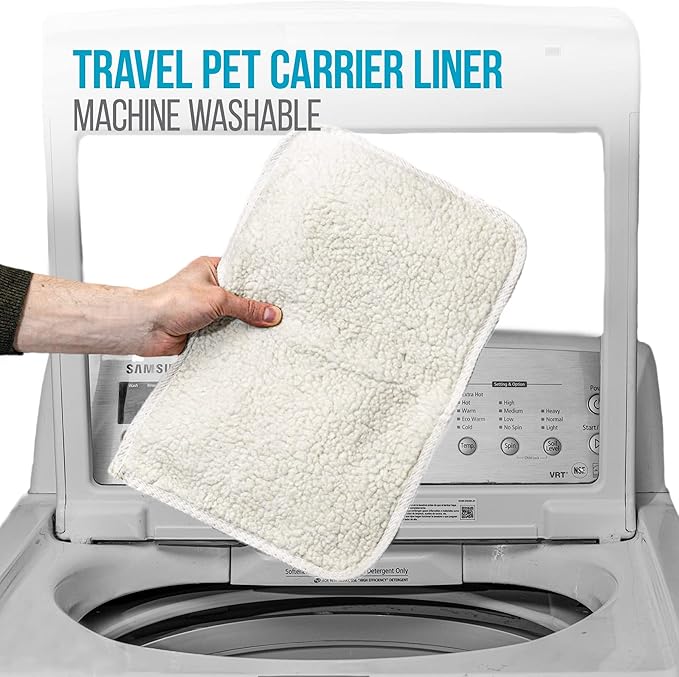 Sherpa Replacement Liners for Travel Pet Carriers - Soft Absorbent Cat & Dog Kennel Pad with Waterproof Backing, Machine Washable Crate Pads, 19x12.25in - 2 Pack, White, Large