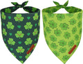 ADOGGYGO St Patrick Dog Bandana 2 Pack, Reversible Shamrock Pet Scarf Bib, Adjustable Fit Green St Patricks Day Bandanas for Small Dogs (Small)