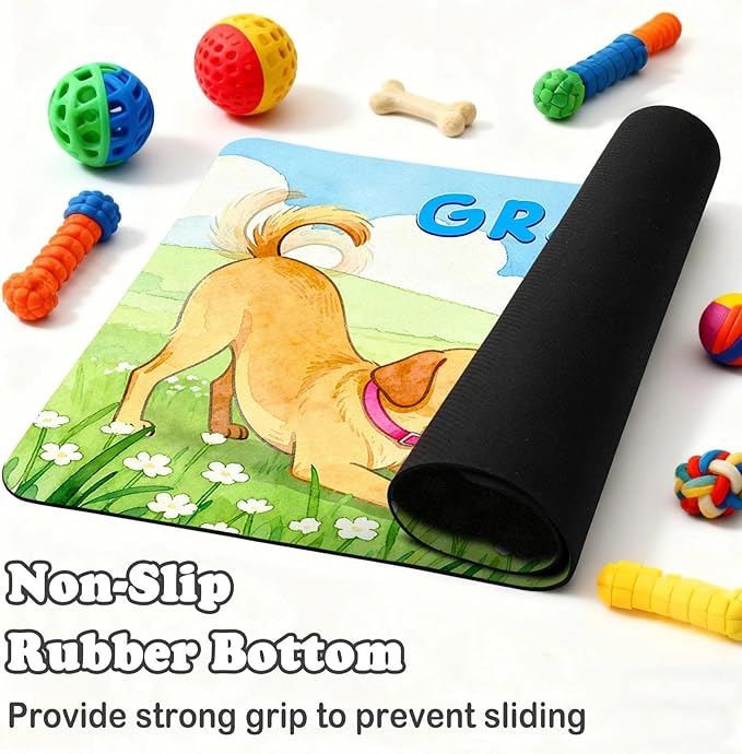 Dog Food Mat for Floors Absorbent, Pet Food Mat, Dogs Greetings Quick Dry Dog Bowl Mats for Food and Water, Non-Slip Cat Pet Feeding Mats for Floor Placemats 12"x20"