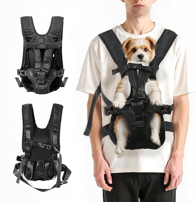 Dog Backpack Carrier, Legs-Out Front Carrier for Small Medium Dogs, Adjustable Breathable Front Carrier for Hiking, Cycling, Travel