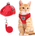 Cat Vest Harness and Small Dog Vest Harness for Walking, All Weather Mesh Harness, Cat Vest Harness with Reflective Strap, Step in Adjustable Harness for Small Cats (Red, Medium (Pack of 1))