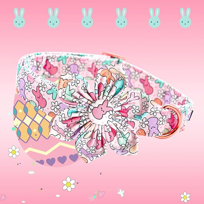 Lionheart glory Easter Day Dog Collar with Flower Dog Collar for Large Dogs, Rabbits Dog Collars Colorful Dog Collar Spring Collars Pet Collar Flowers