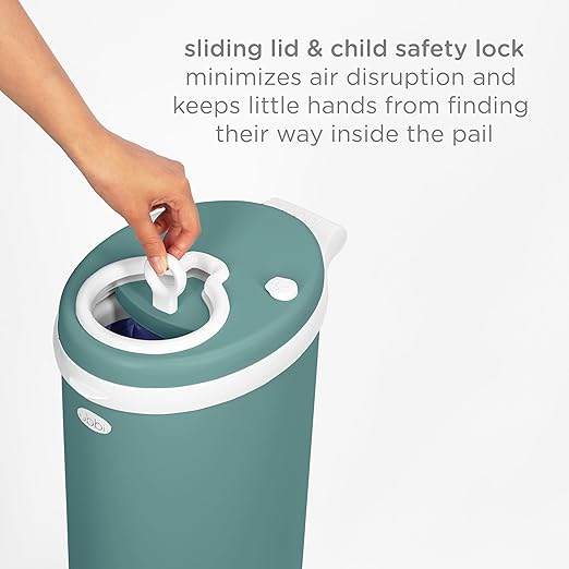 Ubbi Stainless Steel Diaper Pail, Odor Locking, No Special Bag Required, Award-Winning, Registry Must-Have, Open Water