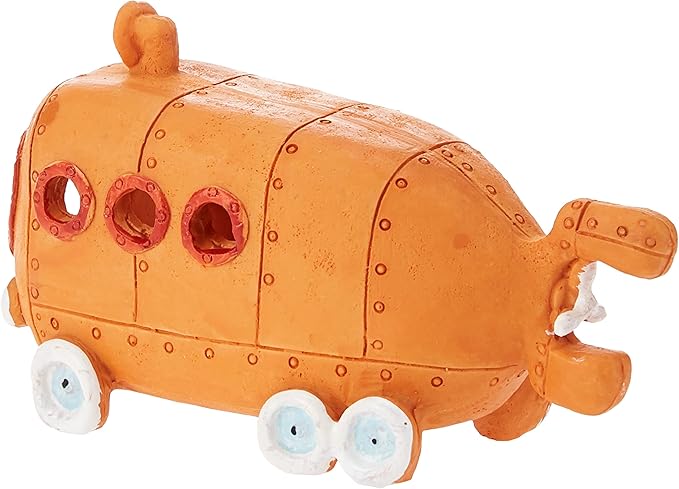 Penn-Plax Nickelodeon Spongebob Squarepants Resin Decoration - Bikini Bottom Bus - for Aquarium and Fish Tanks (SBR60) Orange