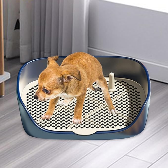Dog Tray with Wall for Cats and Dogs, Elevated Pet Feeding Station, Wall-Mounted Pet Bowl Tray with Barrier, Multi-Level Pet Food Dispenser for Clean Feeding- Blue S
