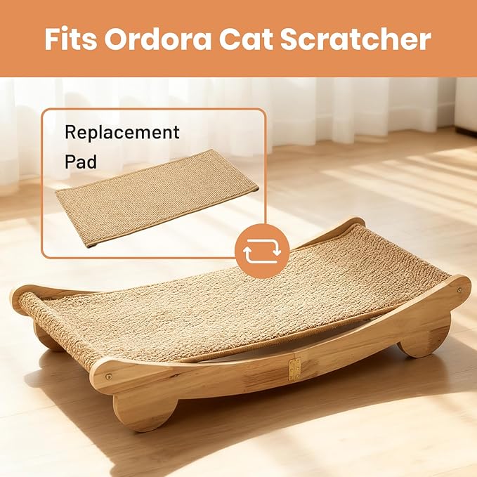 Ordora Large Cat Scratcher Mat: 31.5 X 14 Inch Upgrade Soft Sisal Horizontal Cat Floor Scratching Pad, Cat Scratching Rug Protect Furniture