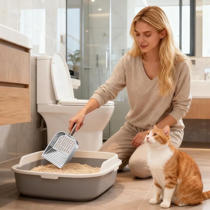 Wooden Cat Litter Scoop, Kitten Poop Shovel, 5.63x11.02 Inches Shovel with Deep Design, Durable Pet Tool, Hygiene Accessory with Ergonomic Handle, Litter Scoop for Apartment Home