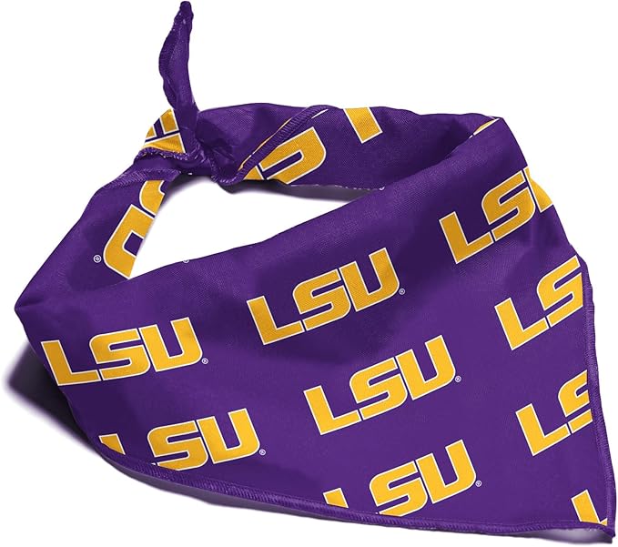 LSU Tigers Officially Licensed Bandana for Dogs and Cats | Fits Pets Great Gift Idea | Easy-to-Tie (Large, 28")