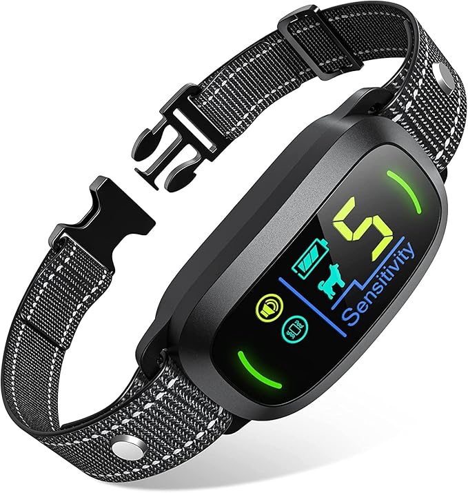 Dog Bark Collar, Rechargeable Smart Collar, Anti Barking Training Collar with 5 Adjustable Sensitivity Beep Vibration, Bark Collar for Large Medium Small Dogs (Black)