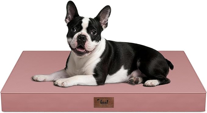 Outdoor Dog Bed for Small Dogs, Waterproof Dog Crate Bed for Medium Dogs Cats, Orthopedic Egg Crate Foam Pet Bed with Washable Removable Oxford Cover, Pink