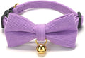 Cotton Breakaway Cat Collar with Bow Tie and Bell, Adjustable Cute Soft Corduroy Kitten Collars for Girl and Boy Cats