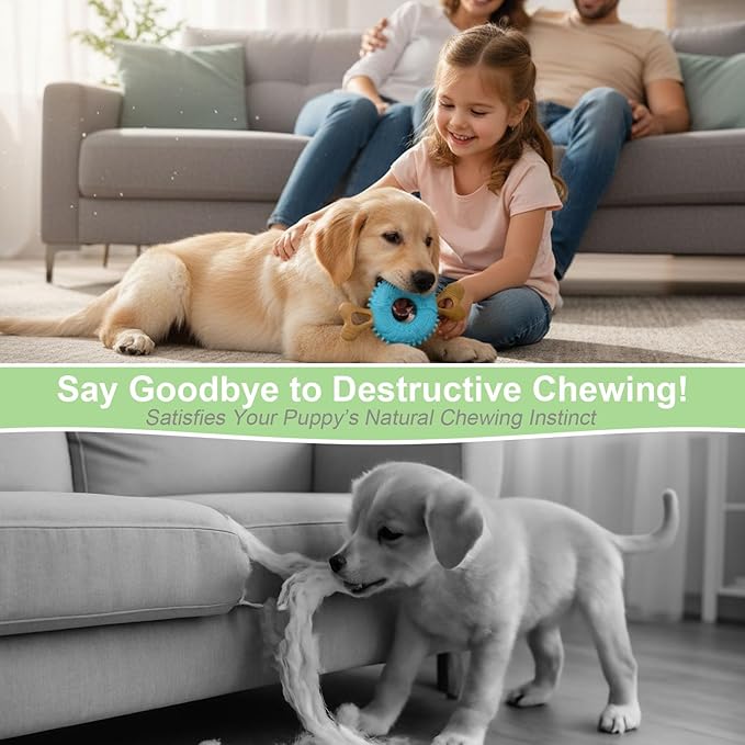 Dog Chew Toys, Indestructible Dog Toys for Aggressive Chewers - Small & Medium Breed, Durable Rubber Chew Bone Toy for Small Dogs, Tough Tire Dog Toy, Puppy toys for Teething, Anxiety & to Keep Busy