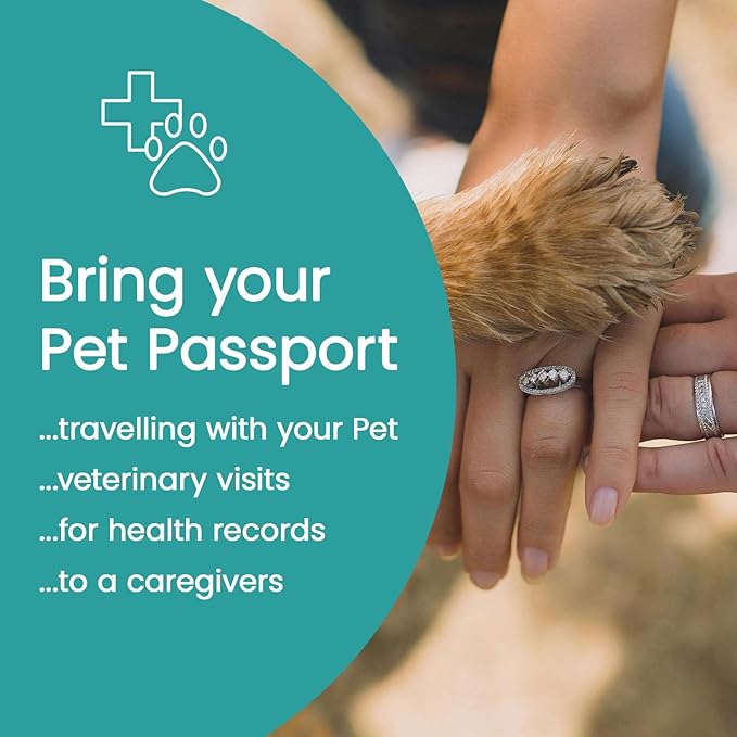 Color Premium PU Leather stitch-sewn US Pet Passport Medical Record for Pet Health and Vaccination English + Spanish for Cat, Dog, Puppy and Kitten (Teal, Single)