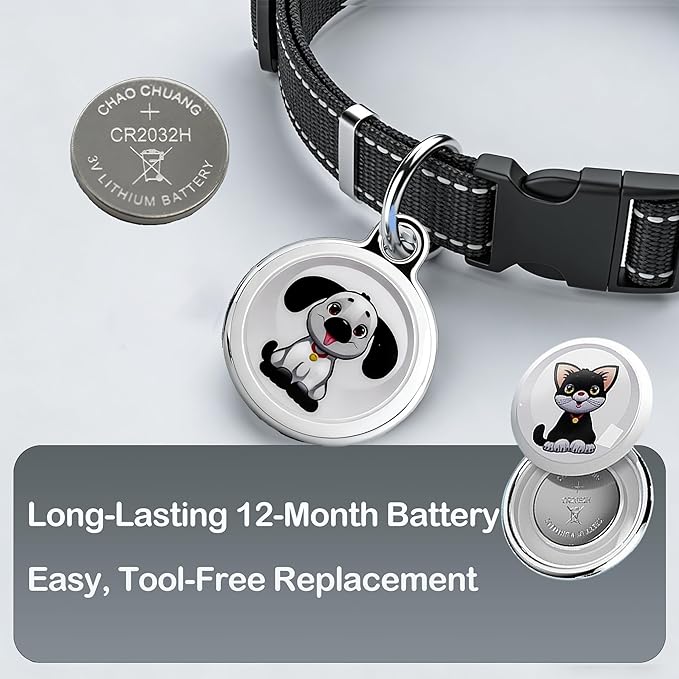 GPS Pet Tracker with Apple Find My Network, Android Compatibility, Real-Time Location Tracking, Water-Resistant (DINGWEIQI02)