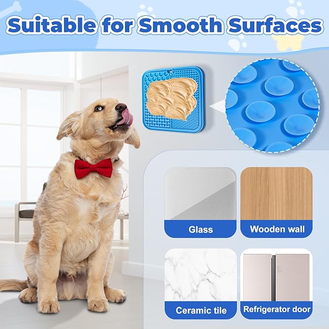 Lick Mat for Dogs, Dog Lick Mat with Suction Cups Dog Food Mats and Slow Feeder Cat Bowl for Dogs Anxiety Relief Cats Enrichment Toys for Pet Bathing Station and Cat Grooming3Pack (Blue&Orange&Green)