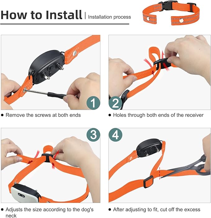 Collar Replacement Strap, Reflective Replacement Nylon Collar Strap Dog GPS Training Bark Receiver Collars, Durable Adjustable E Collar Straps for Small Medium Large Dogs, Orange