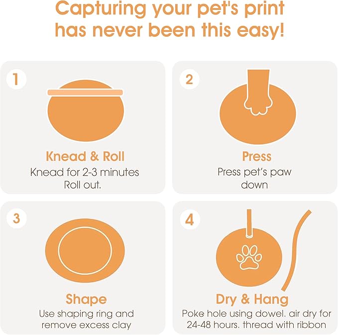 Pearhead Pet Paw Print Keepsake Ornament Kit, Memorial Clay Paw Impression for Dogs & Cats, DIY Hanging Pet Memorial with Ribbons, Pet Keepsake Gift
