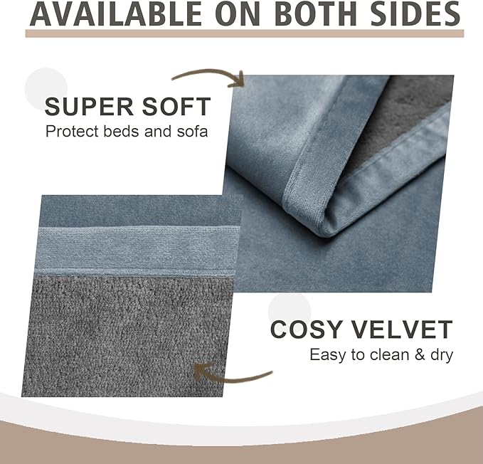 Ameritex Pet Bed Blanket Reversible 100% Waterproof Velvet Super Soft for Sofa and Bed
