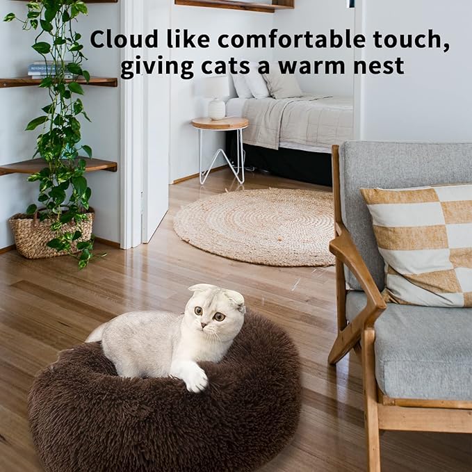 Nisrada Dog Bed for Small Medium Large Dogs, 24 inch Calming Dogs Bed, Washable-Round Cozy Soft Pet Bed for Puppy and Kitten with Slip-Resistant Bottom