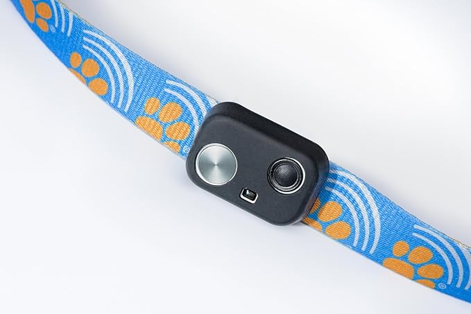 MS-5 Automatic Pet Door Collar, Genuine High Tech Pet Brand Dog Collar for Power Pet Doors - Deluxe Strap (Paw, Medium) - DC-PAW-MS5-M