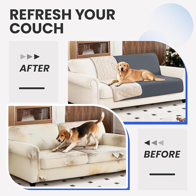 Waterproof Dog Bed Cover, Non-Slip Dog Blanket for Couch, Couch Covers for Dogs Washable, Pet Blanket for Furniture, Pet Bed Mat for Sofa, Car, Pet Supplies (82x82 Inch, Dark Grey)
