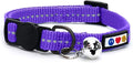 Pawtitas Recycled Purple Reflective Cat Collar – Eco-Friendly Breakaway Safety Buckle, Adjustable Kitten & Adult Collar with Removable Bell and High-Visibility Strap